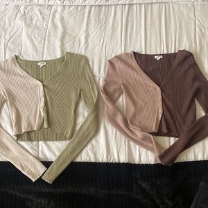 Garage Fly Away Long Sleeve Crop Tops Colorblock